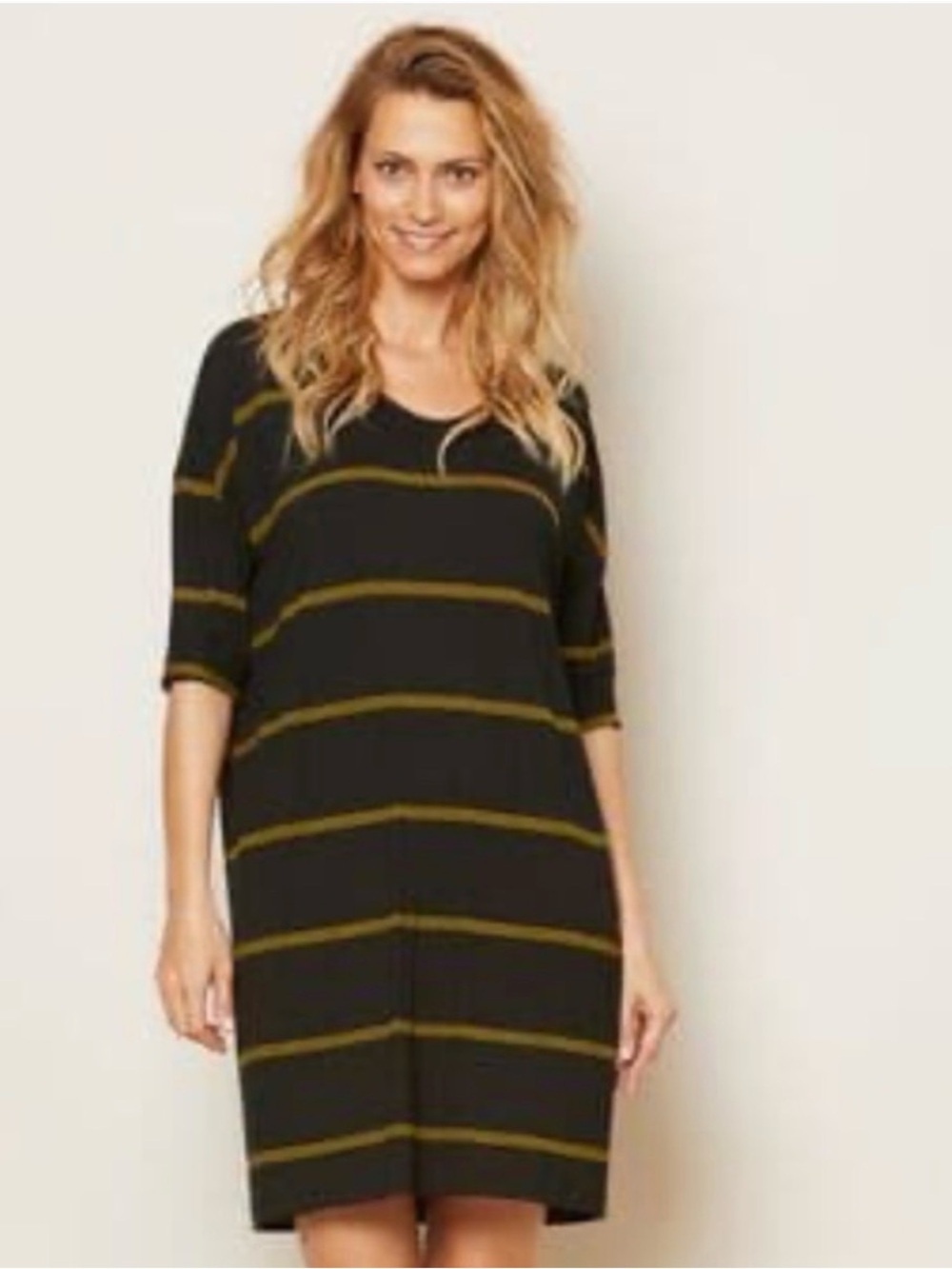 Masai black dress with gold stripes